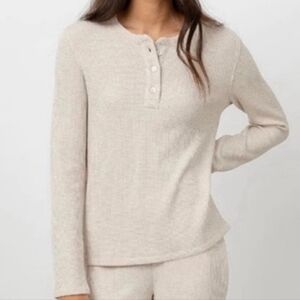 Rails Cream Waffle Knit Henley Top